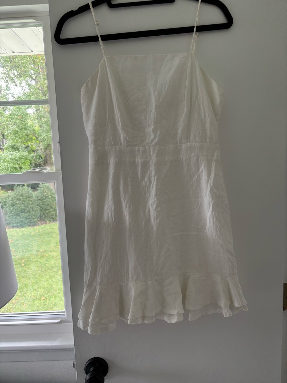 Altar'd State White Linen Ruffle-Hem Dress